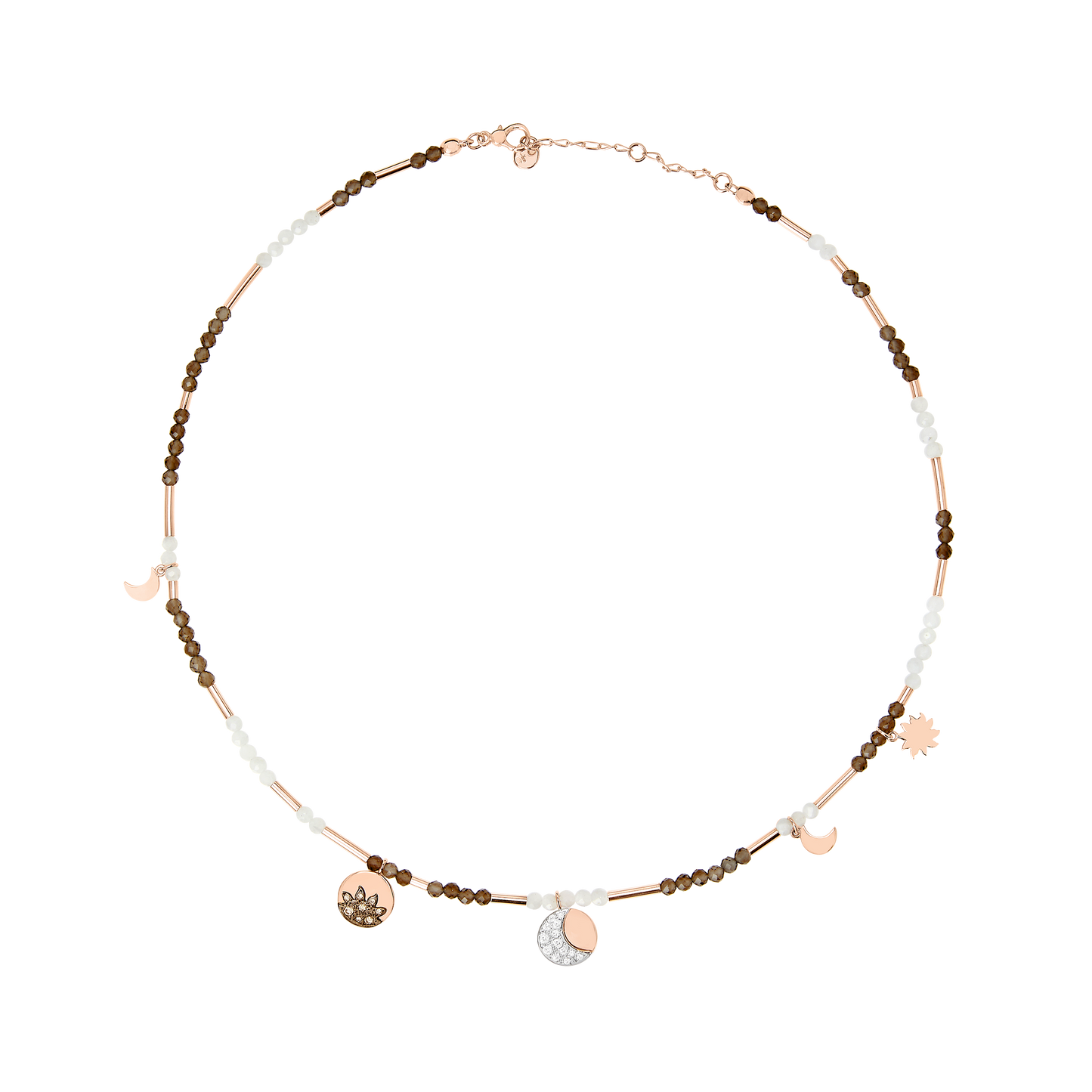 COLLANA MOON & SUN ORO ROSA E DIAMANTI
