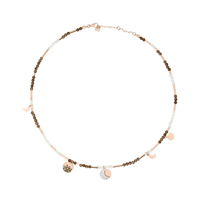 COLLANA MOON & SUN ORO ROSA E DIAMANTI