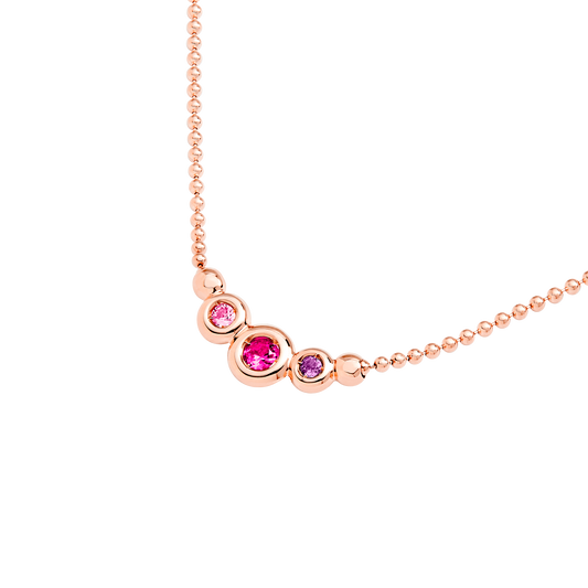 COLLANA BOLLICINE ORO ROSA E PIETRE