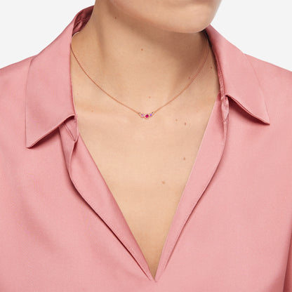 COLLANA BOLLICINE ORO ROSA E PIETRE