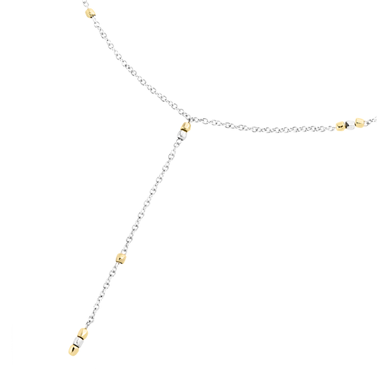 COLLANA LARIAT MINI GRANELLI ARGENTO E ORO GIALLO - Tangredi Gioielleria