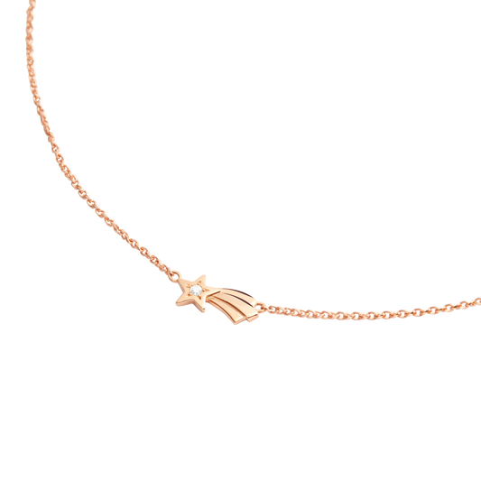 COLLANA STELLA COMETA ORO ROSA E DIAMANTE - Tangredi Gioielleria