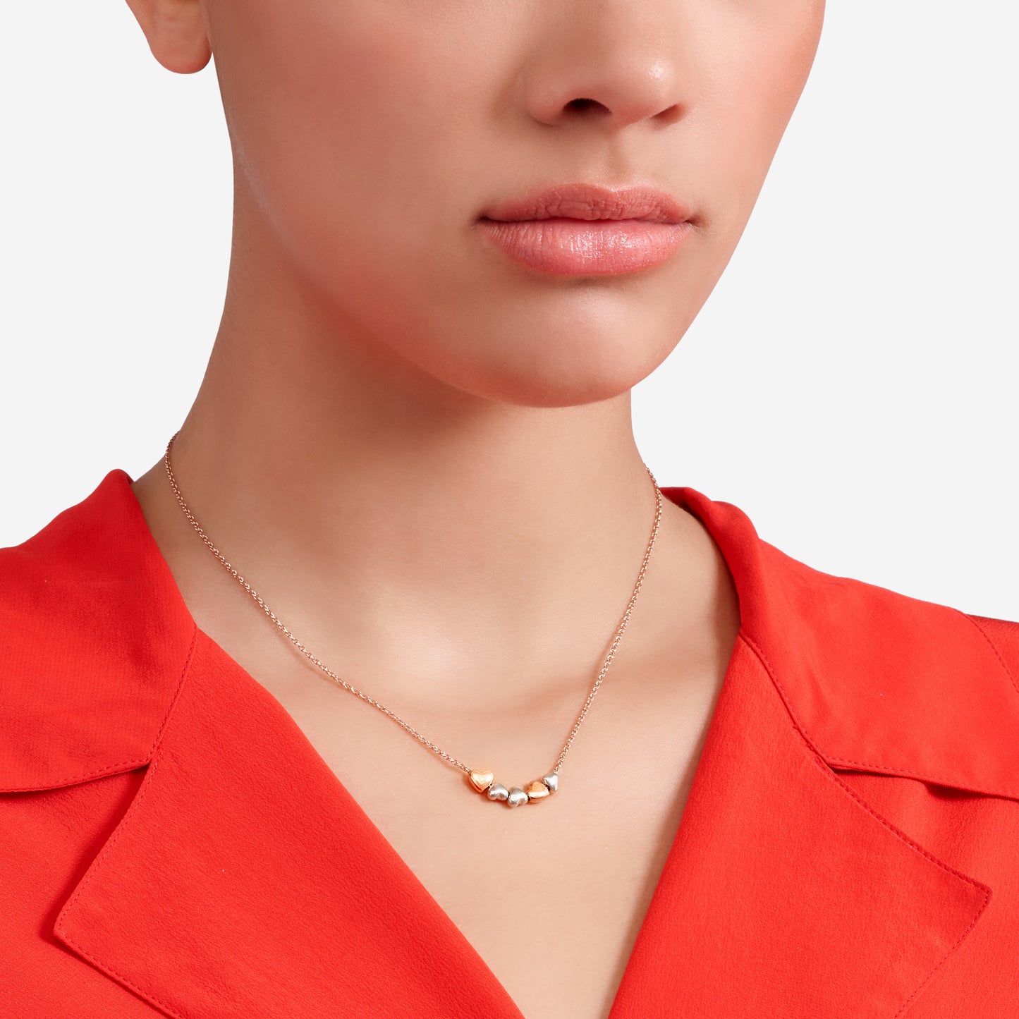 COLLANA CUORE ORO ROSA E ARGENTO - Tangredi Gioielleria