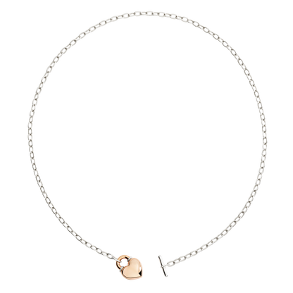 COLLANA CUORE ORO ROSA E ARGENTO - Tangredi Gioielleria