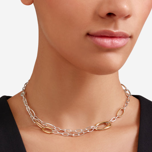 COLLANA ESSENTIALS ARGENTO E ARGENTO DORATO