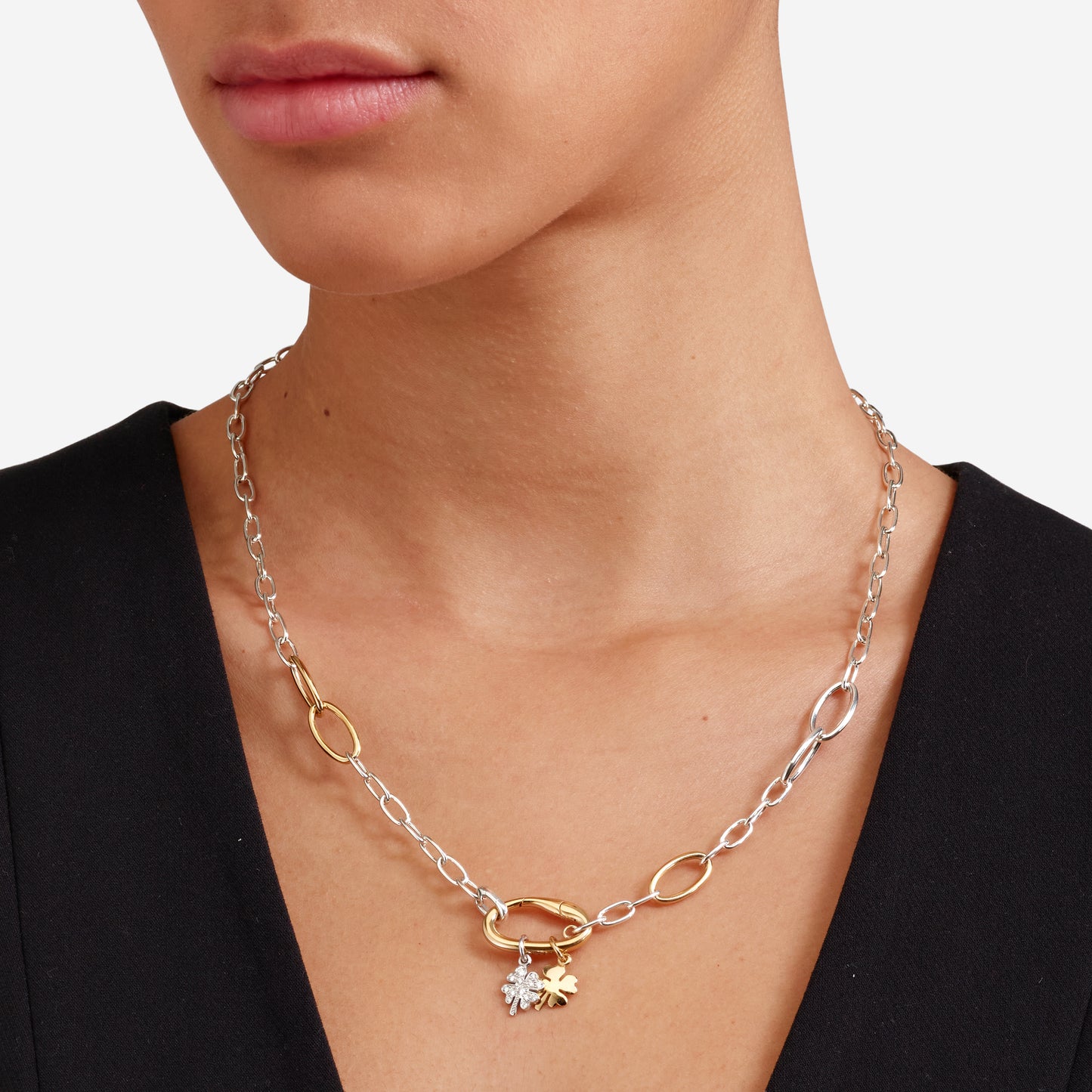 COLLANA ESSENTIALS ARGENTO E ARGENTO DORATO