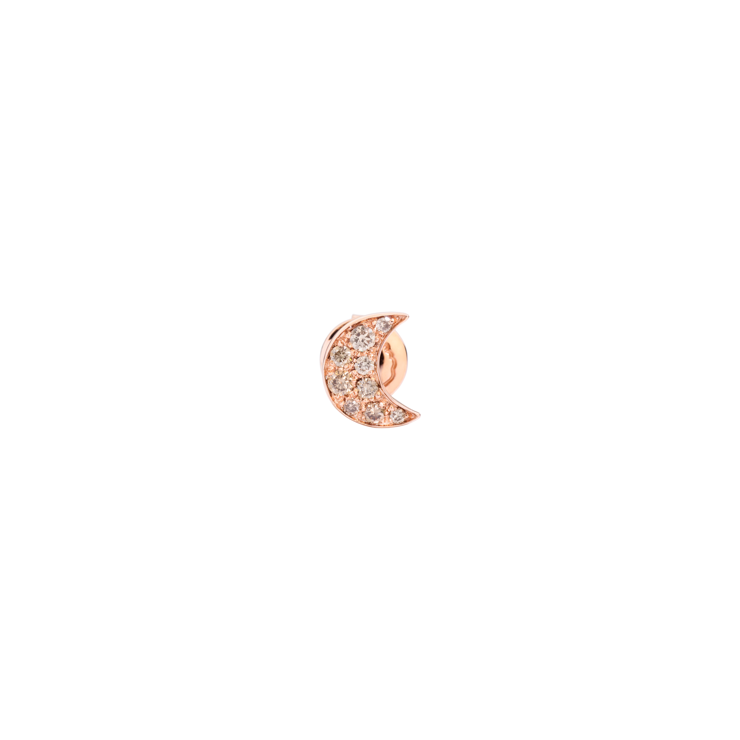 ORECCHINO STUD LUNA ORO ROSA E DIAMANTI BROWN