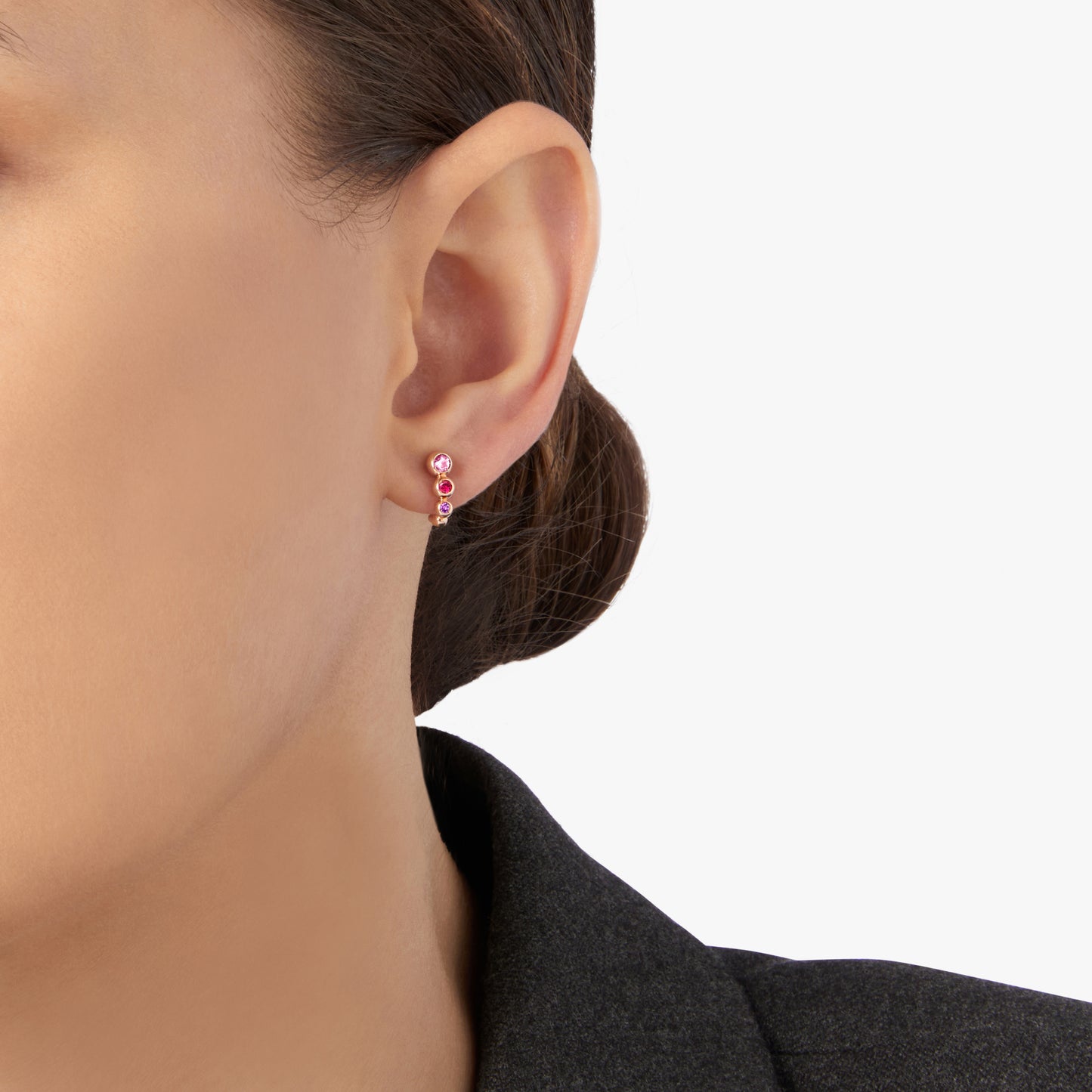 ORECCHINO BOLLICINE ORO ROSA E PIETRE