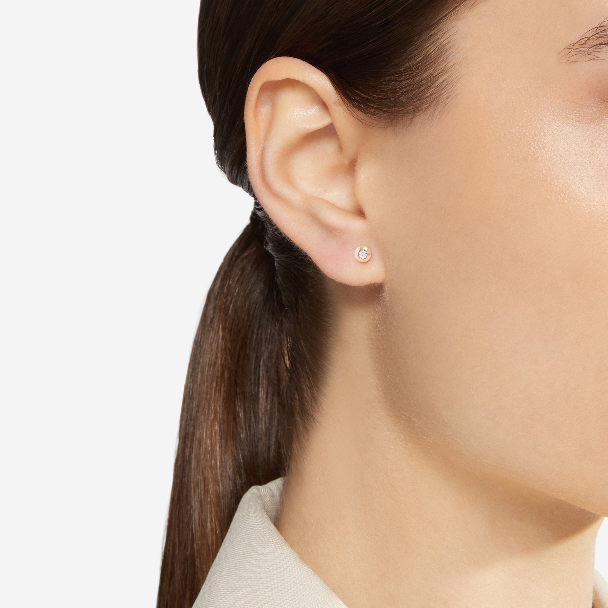 ORECCHINO STUD BOLLICINE ORO ROSA E DIAMANTE - Tangredi Gioielleria