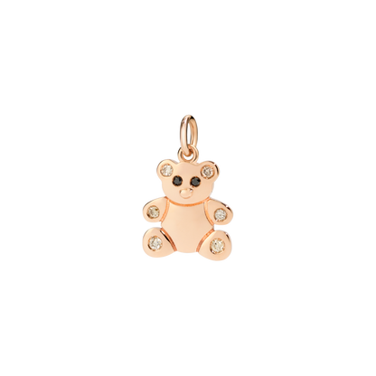 CIONDOLO ORSETTO ORO ROSA CON DIAMANTI E SMALTO - Tangredi Gioielleria