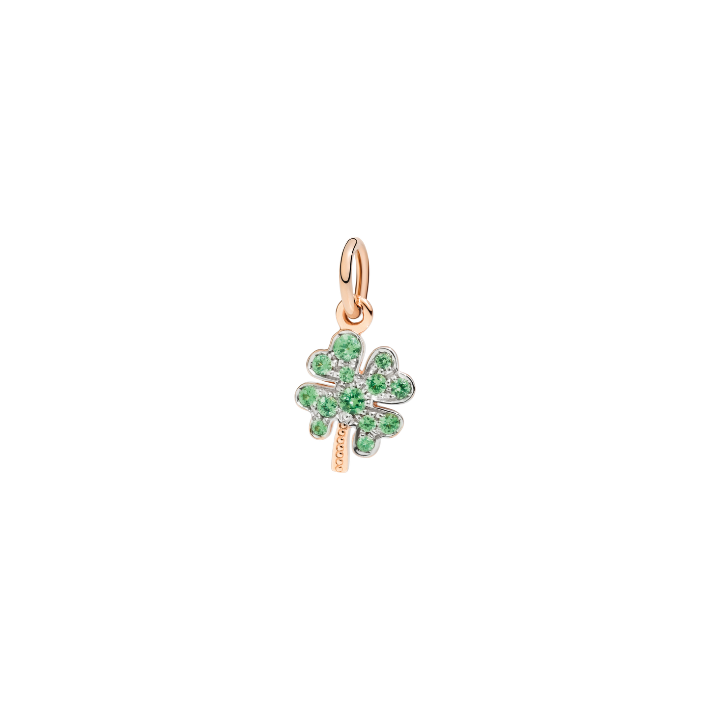 CIONDOLO QUADRIFOGLIO ORO ROSA E TZAVORITI - Tangredi Gioielleria
