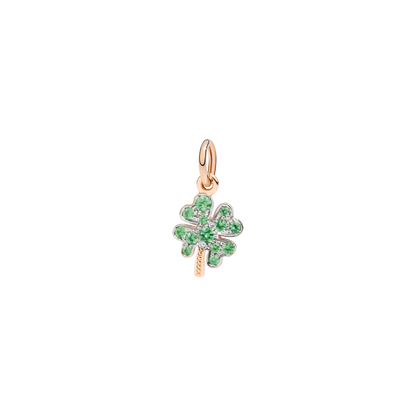CIONDOLO QUADRIFOGLIO ORO ROSA E TZAVORITI - Tangredi Gioielleria