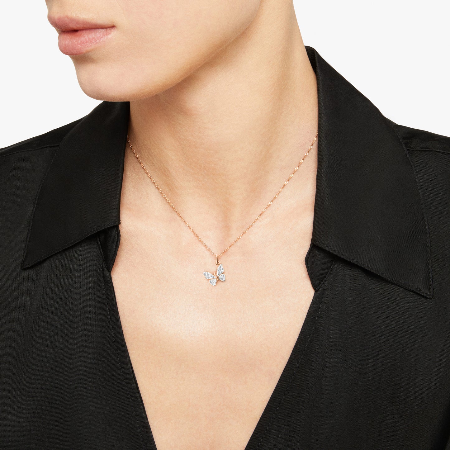 CIONDOLO FARFALLA ORO ROSA E DIAMANTI - Tangredi Gioielleria