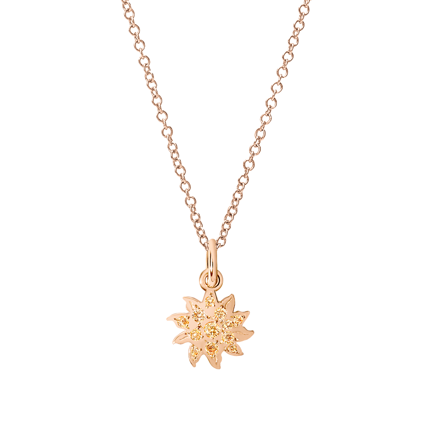 CIONDOLO SOLE ORO ROSA E DIAMANTI BROWN