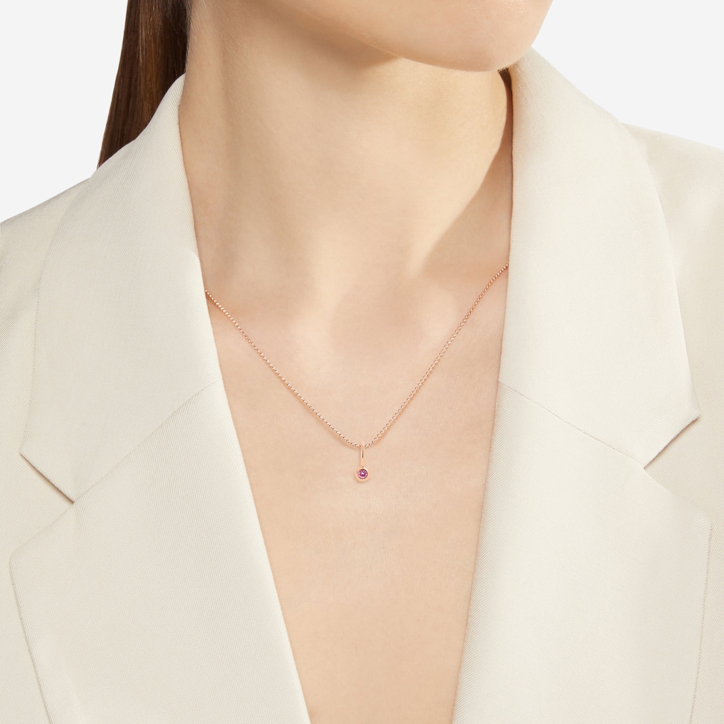 CIONDOLO BOLLICINE ORO ROSA E ZAFFIRO