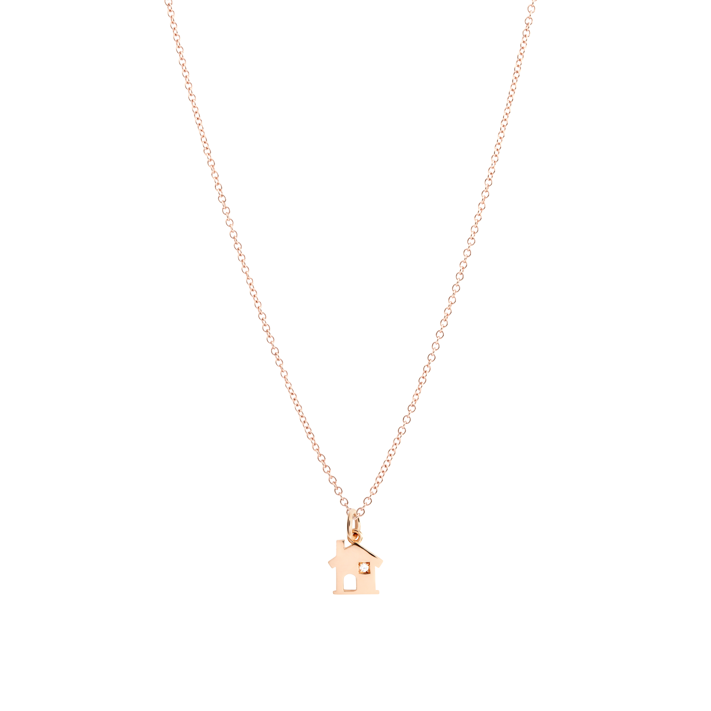 CIONDOLO CASA ORO ROSA E DIAMANTE BIANCO - Tangredi Gioielleria