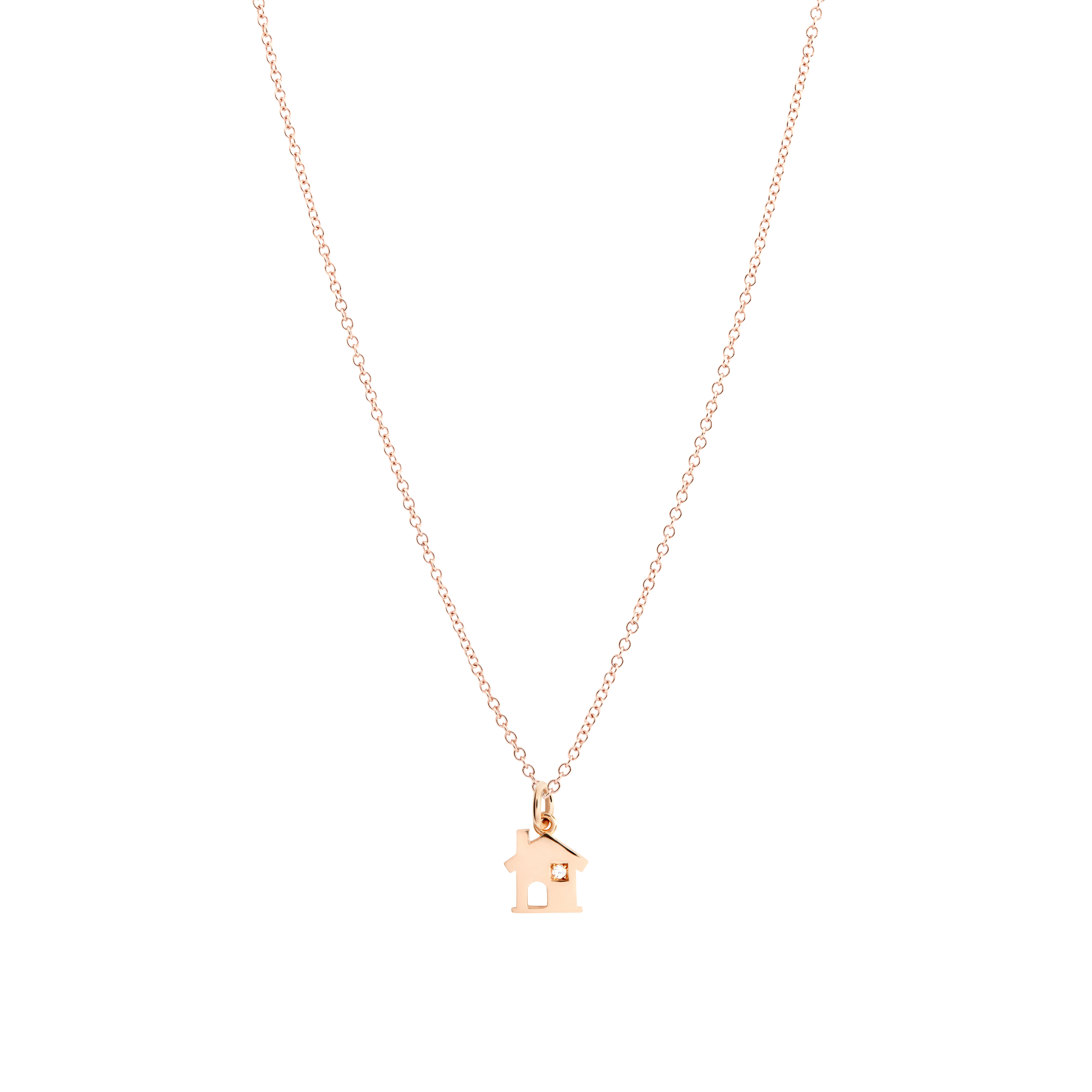 CIONDOLO CASA ORO ROSA E DIAMANTE BIANCO - Tangredi Gioielleria