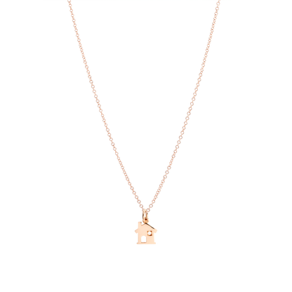 CIONDOLO CASA ORO ROSA E DIAMANTE BIANCO - Tangredi Gioielleria