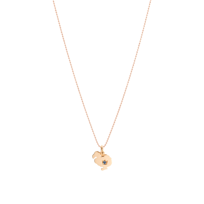 CIONDOLO DODO ORO ROSA E ZAFFIRO - Tangredi Gioielleria