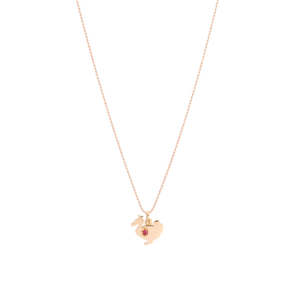 CIONDOLO LADY DODO ORO ROSA E RUBINO - Tangredi Gioielleria