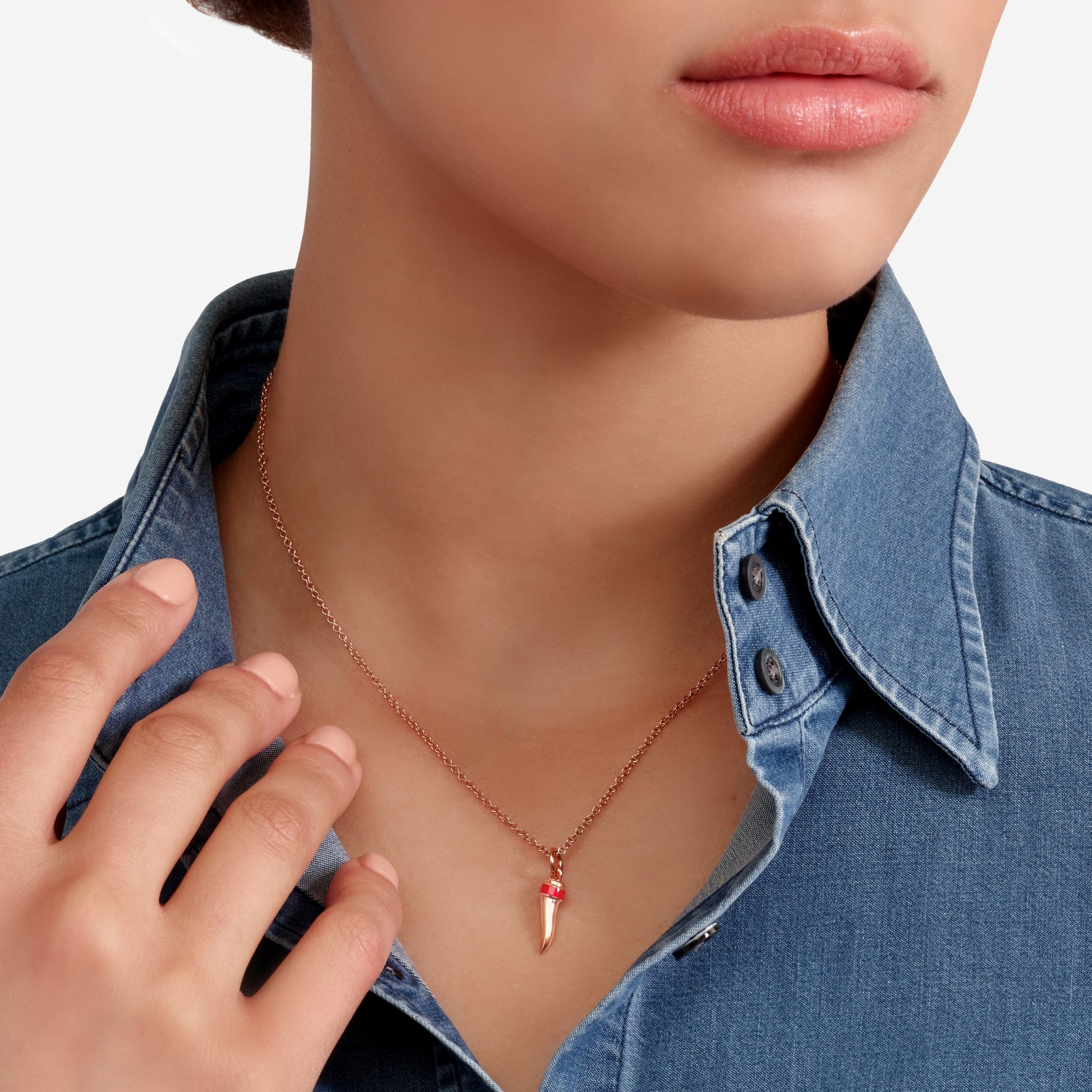 CIONDOLO CORNETTO ORO ROSA E SMALTO - Tangredi Gioielleria