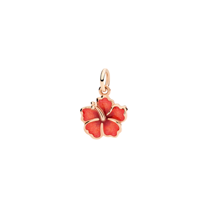CIONDOLO FIORE IBISCO ORO ROSA E SMALTO - Tangredi Gioielleria