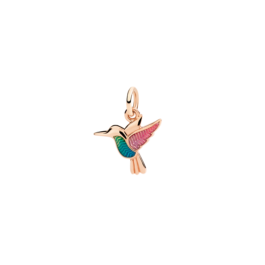 CIONDOLO COLIBRì ORO ROSA E SMALTO - Tangredi Gioielleria