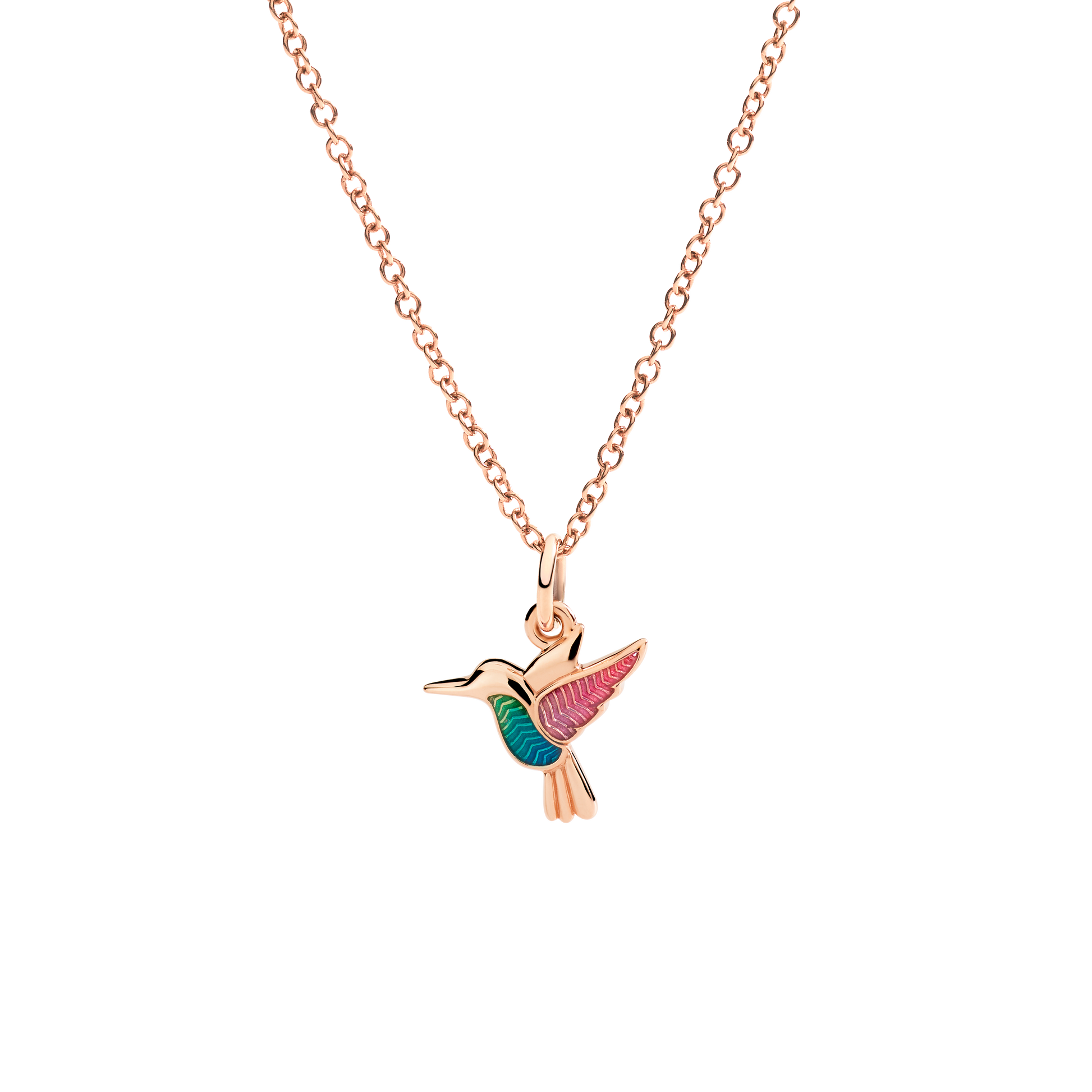 CIONDOLO COLIBRì ORO ROSA E SMALTO - Tangredi Gioielleria