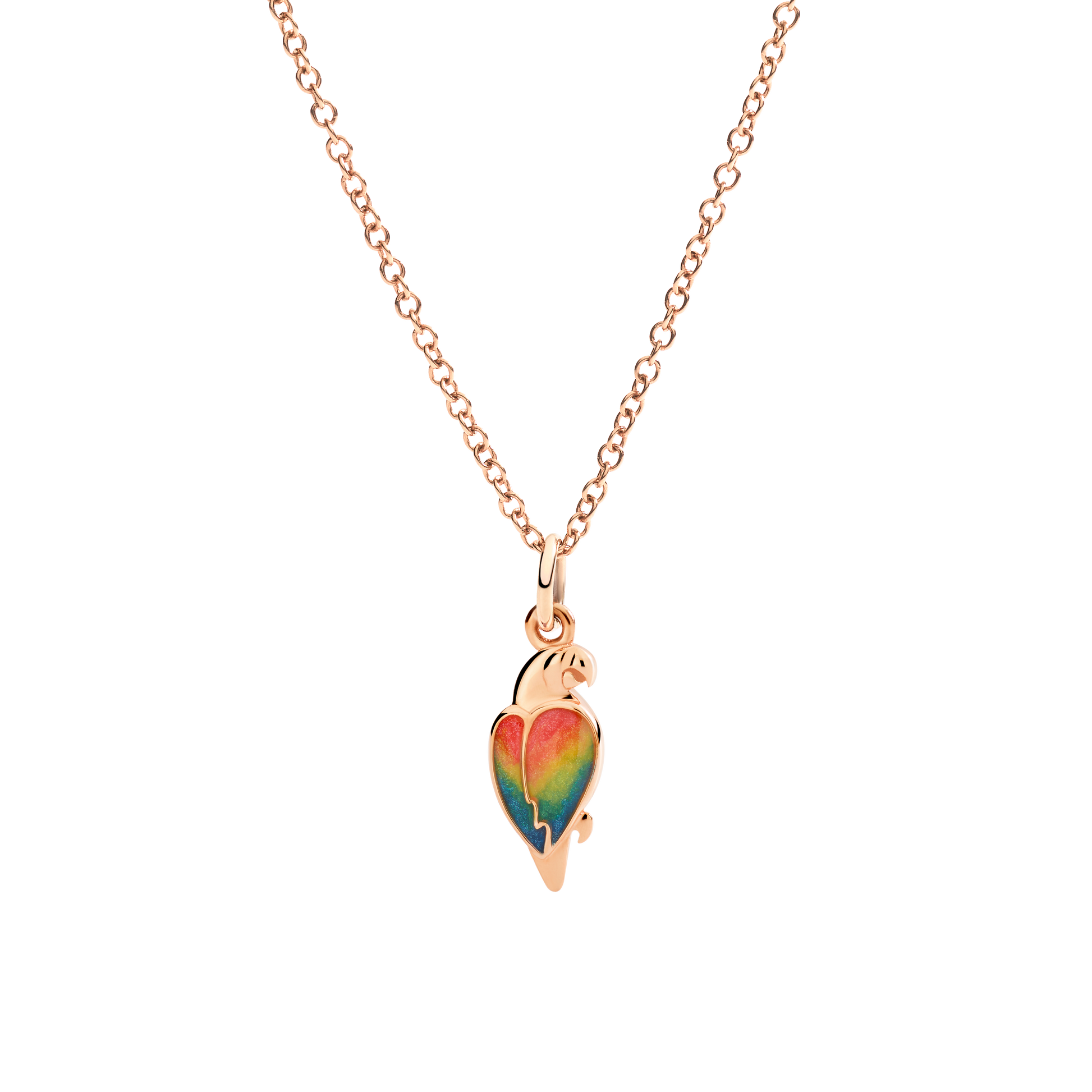 CIONDOLO PAPPAGALLO ORO ROSA E SMALTO - Tangredi Gioielleria