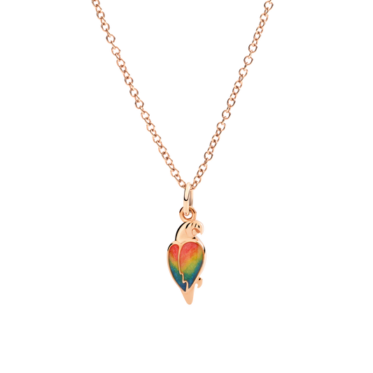 CIONDOLO PAPPAGALLO ORO ROSA E SMALTO - Tangredi Gioielleria