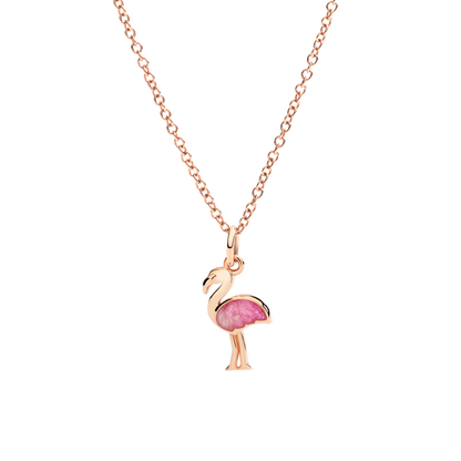 CIONDOLO FENICOTTERO ORO ROSA E SMALTO - Tangredi Gioielleria