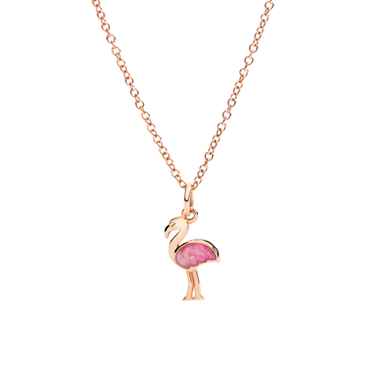 CIONDOLO FENICOTTERO ORO ROSA E SMALTO - Tangredi Gioielleria