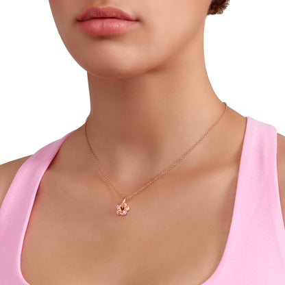 CIONDOLO FIORE ORO ROSA CON ZAFFIRI ROSA E ARANCIO - Tangredi Gioielleria