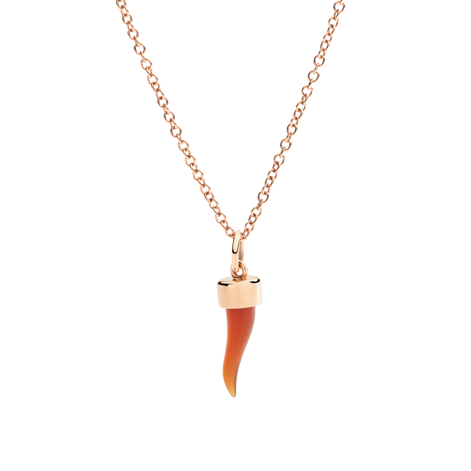 CIONDOLO CORNETTO ORO ROSA E CORNIOLA - Tangredi Gioielleria