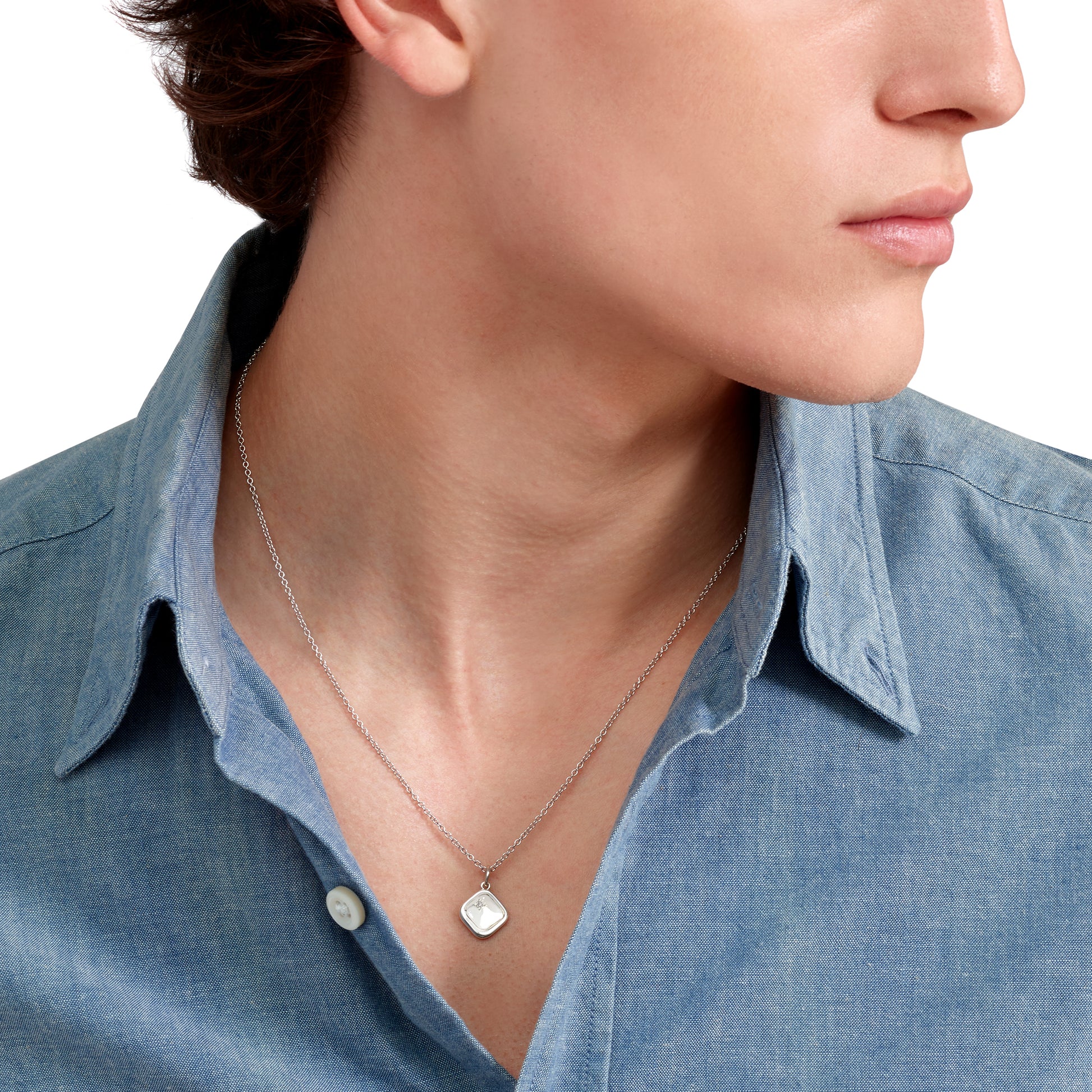 CIONDOLO SIGILLO ARGENTO E DIAMANTE BIANCO - Tangredi Gioielleria