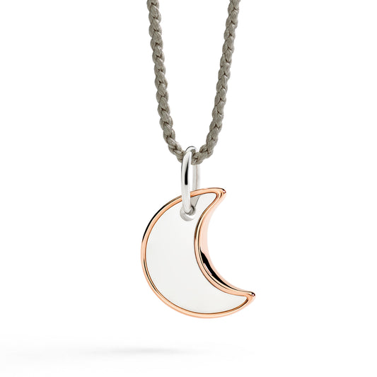 CIONDOLO XL LUNA ARGENTO E ORO ROSA