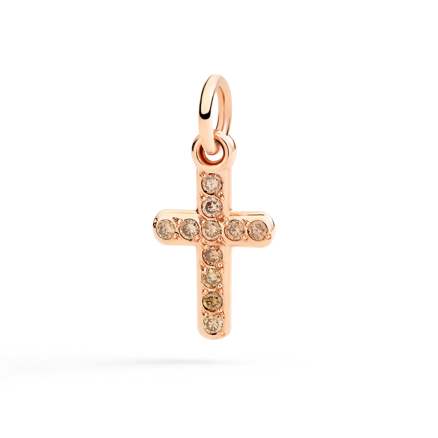 CIONDOLO CROCE ORO ROSA E DIAMANTI BROWN - Tangredi Gioielleria