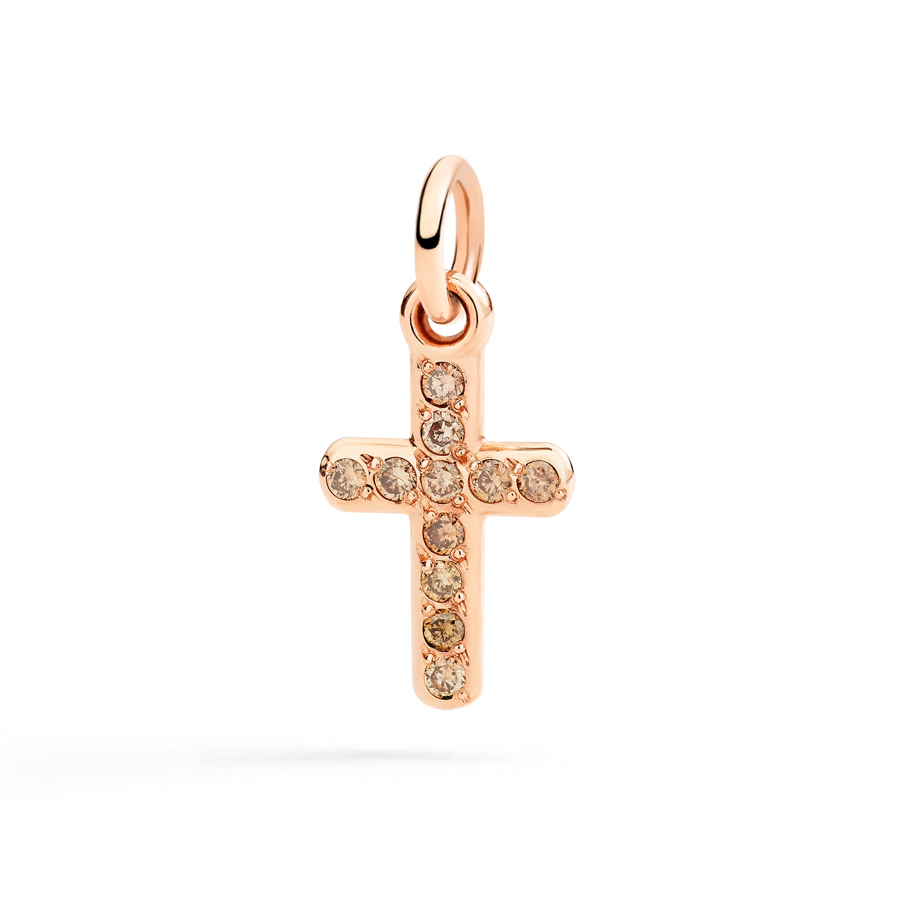 CIONDOLO CROCE ORO ROSA E DIAMANTI BROWN - Tangredi Gioielleria