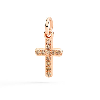 CIONDOLO CROCE ORO ROSA E DIAMANTI BROWN - Tangredi Gioielleria