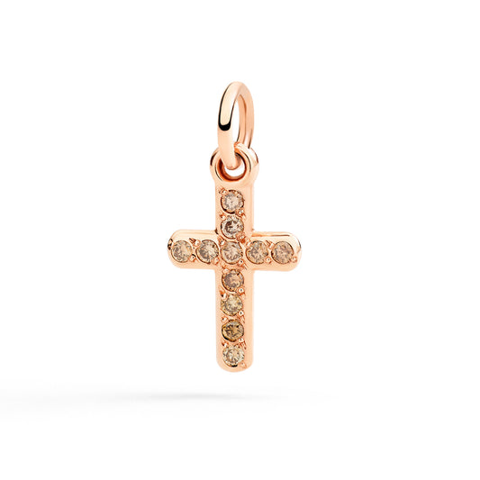 CIONDOLO CROCE ORO ROSA E DIAMANTI BROWN - Tangredi Gioielleria