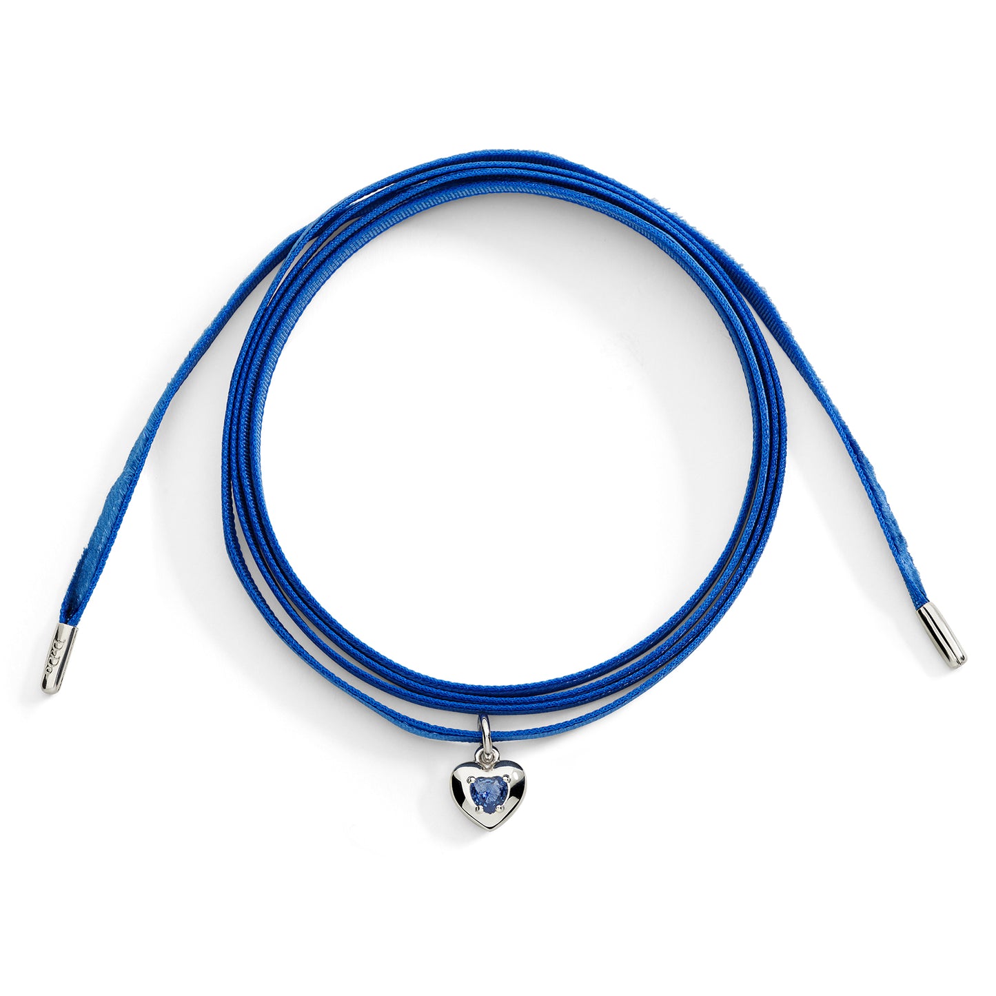 CIONDOLO CUORE ARGENTO E ZAFFIRO SINTETICO