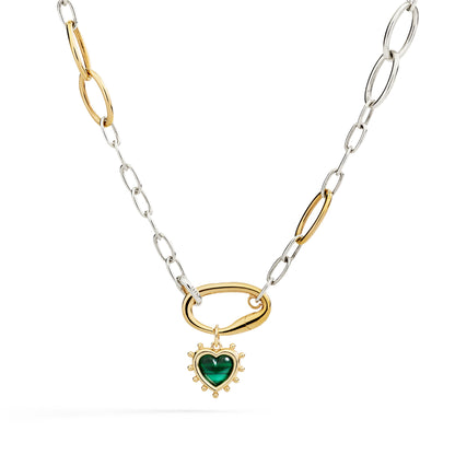 CIONDOLO CUORE CON MALACHITE - Tangredi Gioielleria