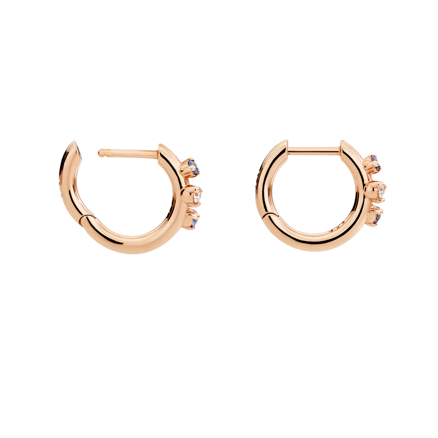 ORECCHINI HOOP ORO ROSA, ZAFFIRI E DIAMANTI - Tangredi Gioielleria