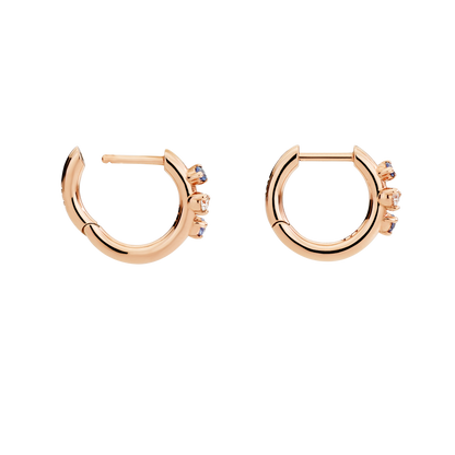ORECCHINI HOOP ORO ROSA, ZAFFIRI E DIAMANTI - Tangredi Gioielleria