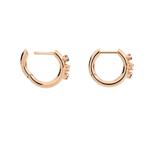 ORECCHINI HOOP ORO ROSA, ZAFFIRI E DIAMANTI - Tangredi Gioielleria