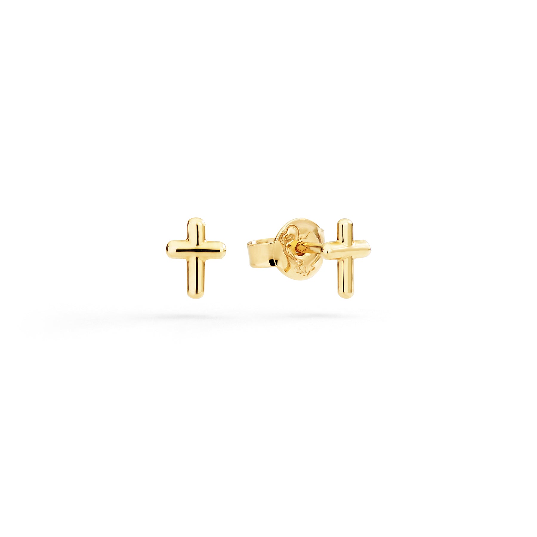 ORECCHINI MINI STUD CROCE ORO GIALLO - Tangredi Gioielleria