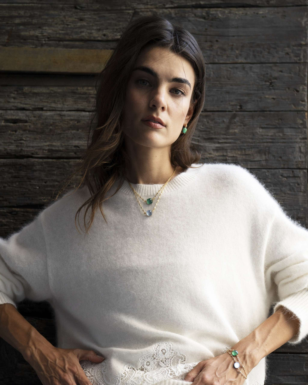 COLLANA PIETRA QUADRATA BIANCO LATTE - Tangredi Gioielleria