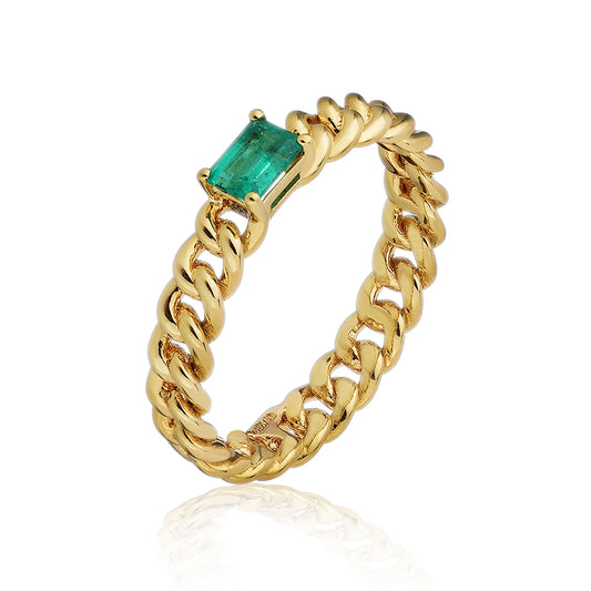 ANELLO MINI GROUMETTE ORO E SMERALDO - Tangredi Gioielleria