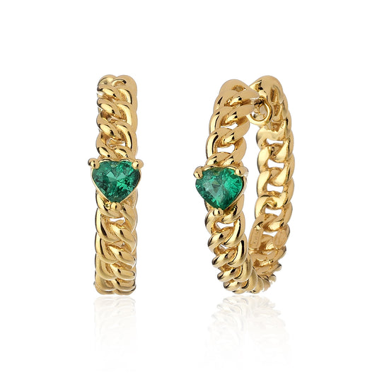 ORECCHINI MINI GROUMETTE CERCHI ORO E SMERALDI - Tangredi Gioielleria