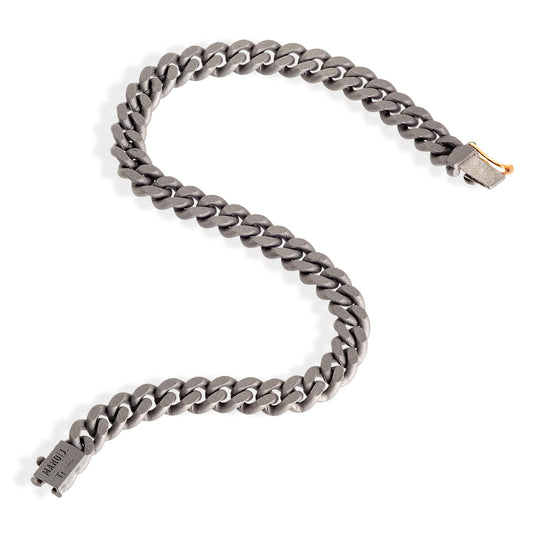 BRACCIALE TITANIO GROUMETTE CHIUSURA ORO GIALLO - Tangredi Gioielleria